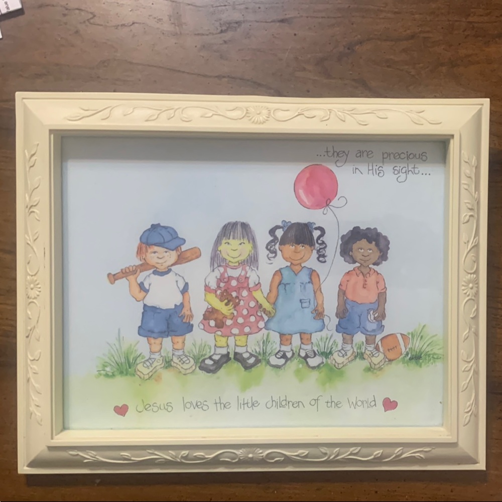 Vintage Children's Framed Art with Inspirational Message